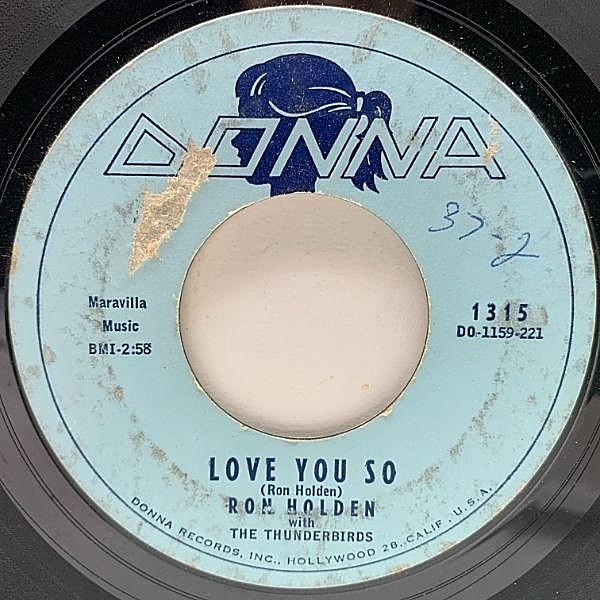 レコードメイン画像：USプレス 7インチ RON HOLDEN Love You So / My Babe ('60 Donna) DOO-WOP 山下達郎 45RPM.