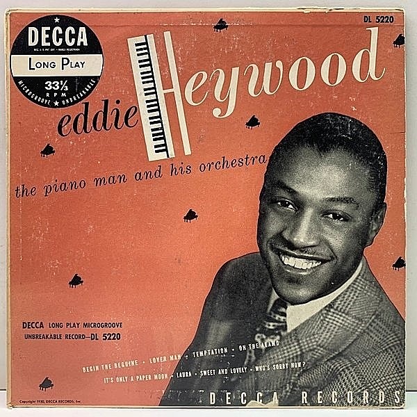 レコードメイン画像：【あまり見ません】10'' FLAT 米オリジナル EDDIE HEYWOOD The Piano Man And His Orchestra トリオもの〜管音入りのコンボ演奏まで爽快