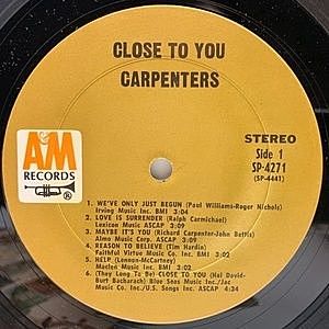 CARPENTERS / Close To you (LP) / A&M | WAXPEND RECORDS