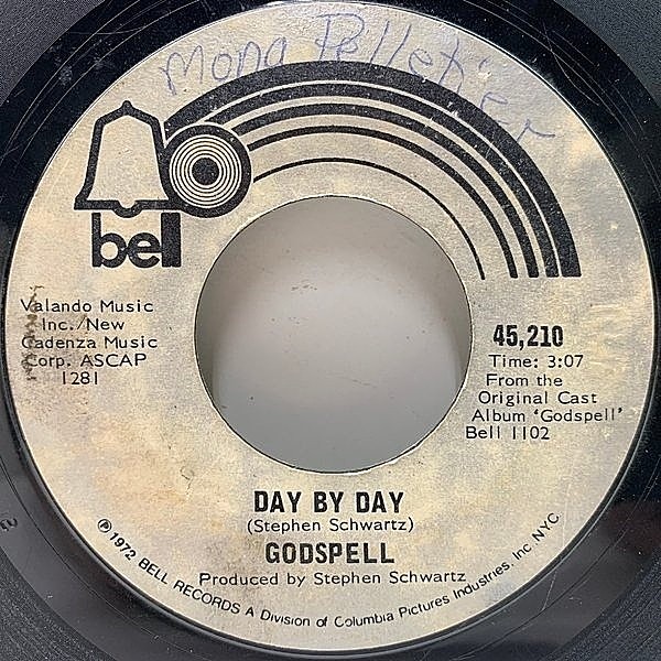 レコードメイン画像：USオリジナル GODSPELL Day By Day / Bless The Lord ('72 Bell 45,210) 7インチ 45RPM. ゴッドスペル Original Cast ヒット曲