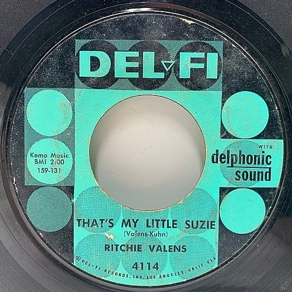 レコードメイン画像：USオリジナル 7インチ RITCHIE VALENS That's My Little Suzie ('59 Del-Fi) リッチー・ヴァレンス 17歳で早逝したR&Rスター 45RPM.