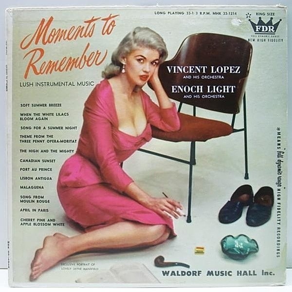 レコードメイン画像：セクシー女優 JAYNE MANSFIELD ポートレート 深溝 MONO オリジナル ENOCH LIGHT / VINCENT LOREZ Moments To Remember '58年作品