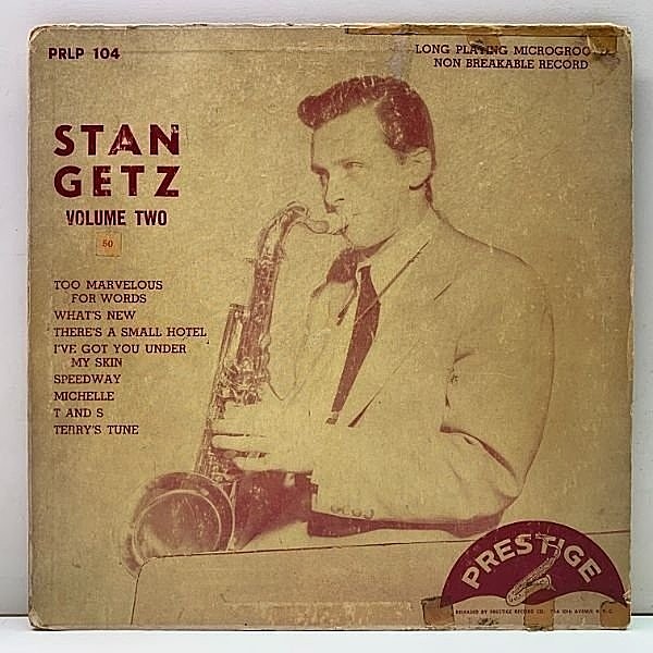 レコードメイン画像：FLAT MONO 深溝 STAN GETZ Volume Two 2 (Prestige PRLP 104) 10インチ w/ Shorty Rogers, Al Haig, George Wallington, Roy Haynes