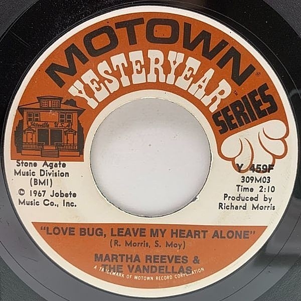 レコードメイン画像：USプレス 7インチ MARTHA REEVES And THE VANDELLAS Love Bug, Leave My Heart Alone (Motown) 良質ノーザンソウル 45RPM. 