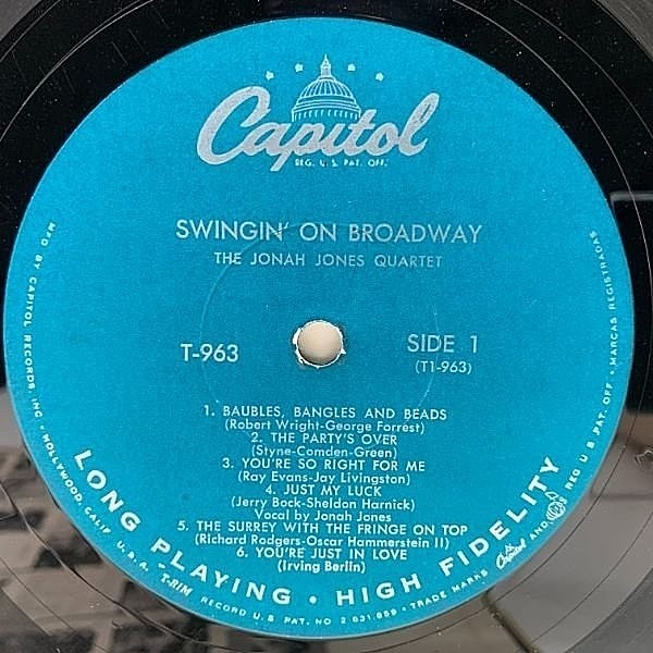 JONAH JONES / Swingin' On Broadway (LP) / Capitol WAXPEND RECORDS