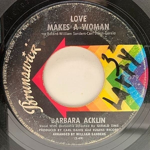 レコードメイン画像：【シカゴ産レディソウル】USオリジナル 7インチ BARBARA ACKLIN Love Makes A Woman ('68 Brunswick) バーバラ・アクリン 45RPM.