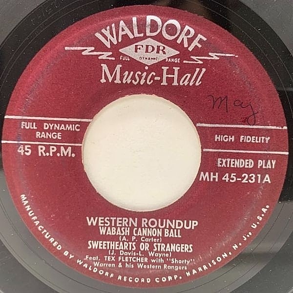 レコードメイン画像：【正真正銘本物のカウボーイが歌うカントリー4曲収録】USオリジ 7インチ TEX FLETCHER Western Roundup ('56 Waldorf Music Hall) 45RPM.