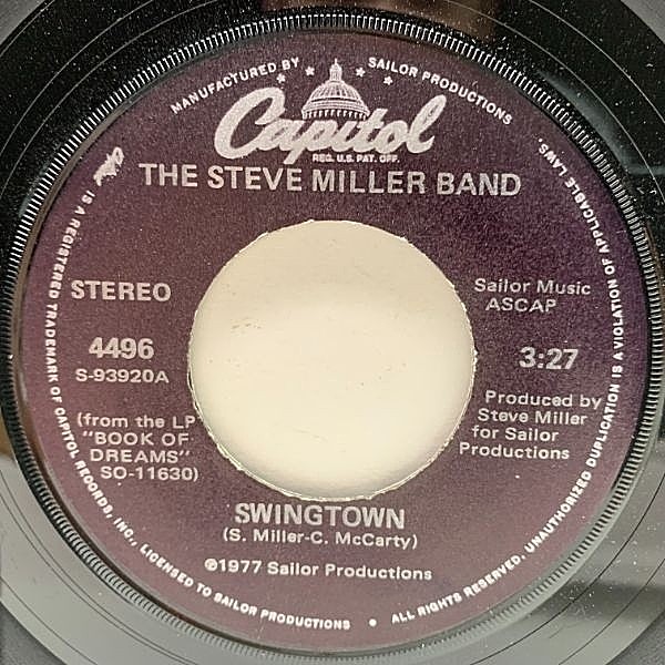 レコードメイン画像：USオリジナル 7インチ STEVE MILLER Swingtown / Winter Time ('77 Capitol) ペガサスの祈り スティーヴ・ミラー・バンド DRUM BREAK