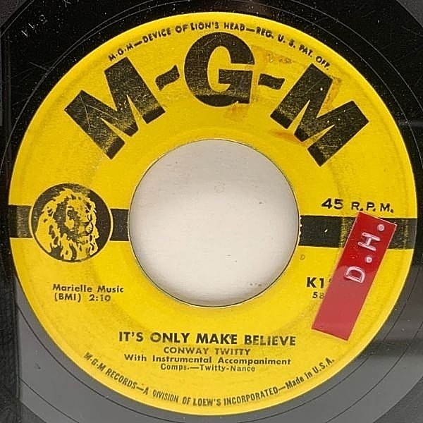 レコードメイン画像：USオリジナル 7インチ CONWAY TWITTY It's Only Make Believe / I'll Try ('58 MGM) rockabilly 思わせぶり 45RPM.