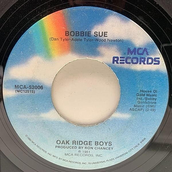 レコードメイン画像：USオリジナル 7インチ OAK RIDGE BOYS Bobbie Sue / Live In Love ('81 MCA) 米カントリー＆ゴスペルグループ 45RPM.