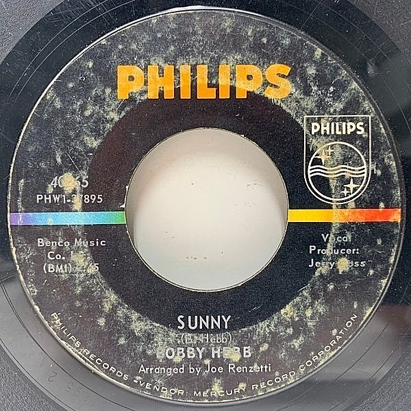 レコードメイン画像：【名曲 Sunny の原曲がコレ】USオリジナル BOBBY HEBB Sunny / Bread ('66 Philips) ボビー・ヘブ／サニー 7インチ 45s ※キズ・ノイズ