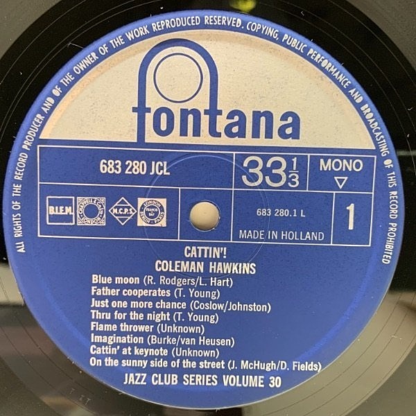 COLEMAN HAWKINS / Cattin'! (LP) / Fontana | WAXPEND RECORDS