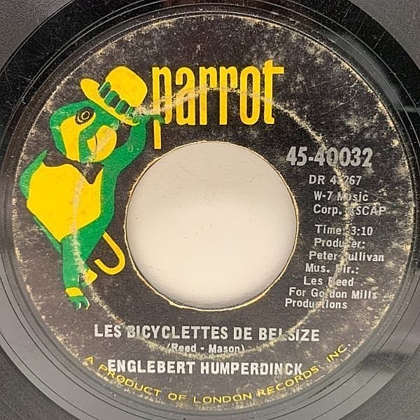 レコードメイン画像：【キング・オブ・ロマンス】USオリジナル 7インチ ENGELBERT HUMPERDINCK Les Bicyclettes De Belsize ('68 Parrot) 地平線の彼方に 45RPM.