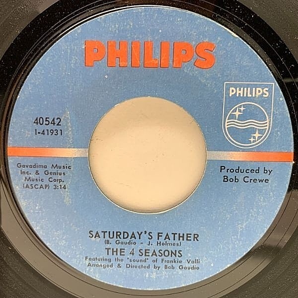 レコードメイン画像：【浮遊感溢れる至高のサイケナンバー】USオリジナル 7インチ FOUR SEASONS Saturday's Father / Good-Bye Girl ('68 Philips) 45RPM.