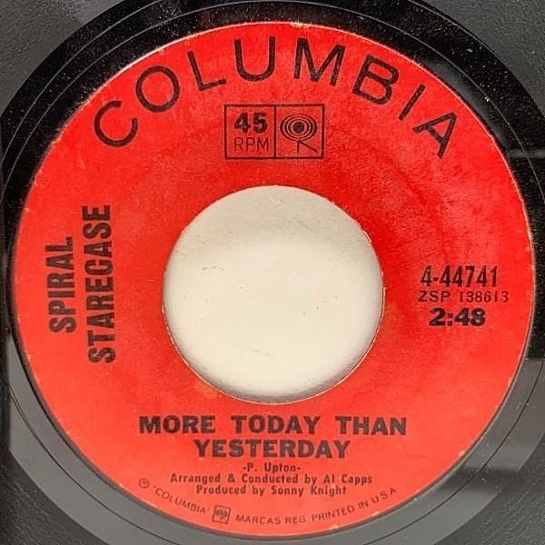 レコードメイン画像：【NORTHERN SOUL CLASSICS】USオリジナル 7インチ SPIRAL STARECASE More Today Than Yesterday ('69 Columbia) ブルー・アイド・ソウル