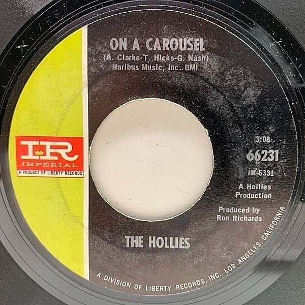 レコードメイン画像：【UK GARAGE PSYCHE】USオリジナル 7インチ HOLLIES On A Carousel / All The World Is Love ('67 Imperial) ホリーズ 45RPM.