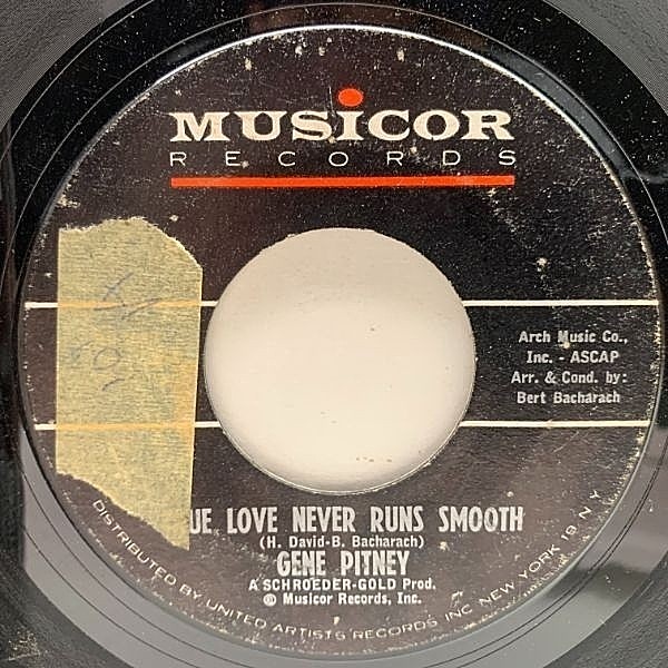 レコードメイン画像：USオリジナル 7インチ GENE PITNEY True Love Never Runs Smooth ('63 Musicor) ジーン・ピットニー 45RPM.