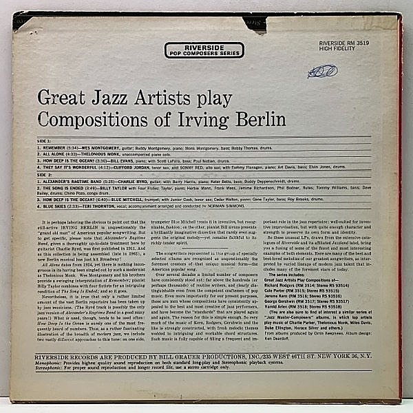 Great Jazz Artists Play Compositions セット VARIOUS / Great Jazz Artists Play Compositions Of Irving