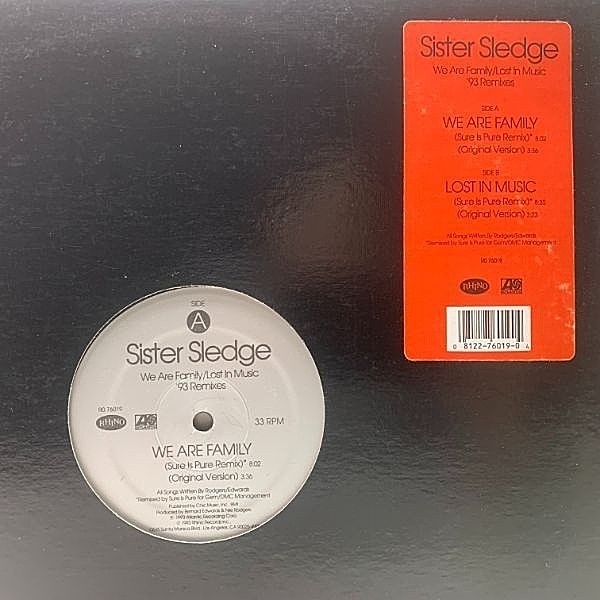 レコードメイン画像：美盤!! USオンリー 12インチ SISTER SLEDGE We Are Family Remixes ('93 Rhino) ディスコ大名曲のハウス・リミックス 90's House