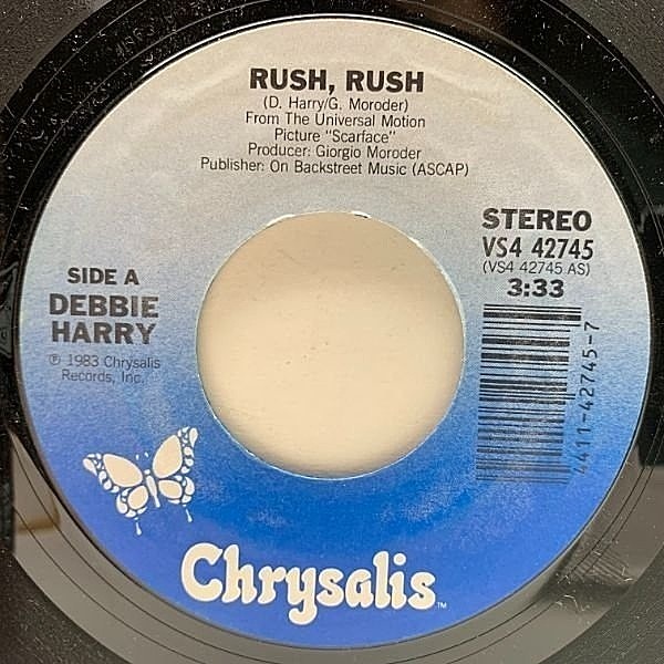 レコードメイン画像：USオリジナル 7インチ DEBORAH HARRY Rush Rush / BETH ANDERSON Dance, Dance, Dance ('83 Chrysalis) 映画 スカーフェイス サントラ