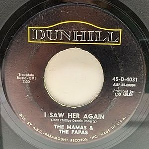 レコード画像：MAMA'S AND THE PAPA'S / I Saw Her Again / Even If I Could