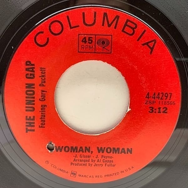 レコードメイン画像：USオリジ 7インチ THE UNION GAP Featuring GARY PUCKETT Woman, Woman / Don't Make Promises ('67 Columbia) ウーマン・ウーマン 45RPM.