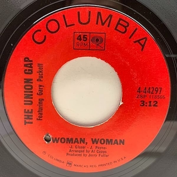 レコードメイン画像：USオリジ 7インチ THE UNION GAP Featuring GARY PUCKETT Woman, Woman / Don't Make Promises ('67 Columbia) ウーマン・ウーマン 45RPM.