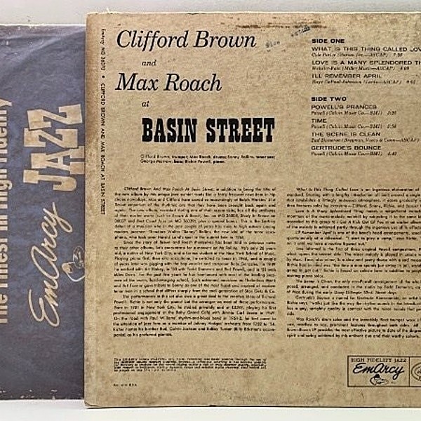 CLIFFORD BROWN / MAX ROACH / At Basin Street (LP) / EmArcy