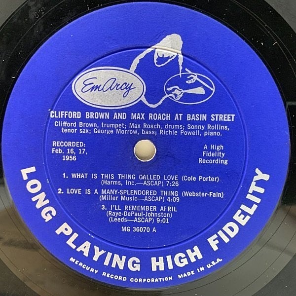 CLIFFORD BROWN / MAX ROACH / At Basin Street (LP) / EmArcy