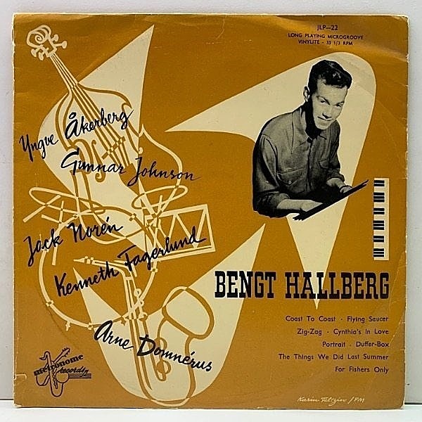 レコードメイン画像：【RARE!! Metronome 原盤】10'' Sweden オリジナル BENGT HALLBERG Trio & Quartet [FLAT, MONO, フリップバック] w/ Arne Domnerus