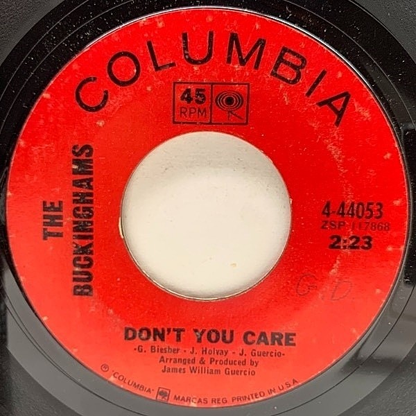 レコードメイン画像：【シカゴの学生ガレージ・サイケ】7インチ USオリジナル BUCKINGHAMS Don't You Care ('67 Columbia) バッキンガムス 45RPM.