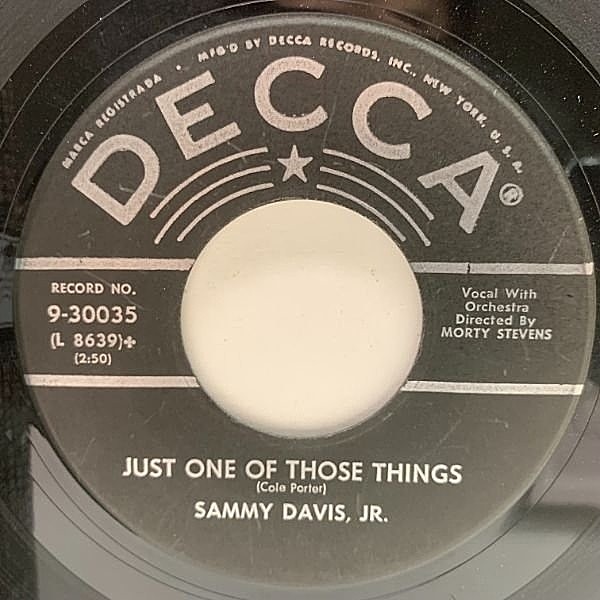 レコードメイン画像：USオリジナル 7インチ SAMMY DAVIS JR. Just One Of Those Things / Earthbound ('56 Decca) サミー・デイヴィスJr. 45RPM.