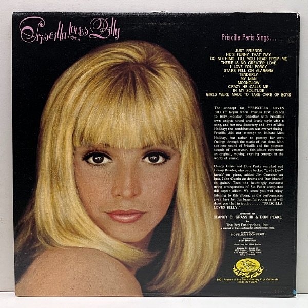 PRISCILLA PARIS / Priscilla Loves Billy (LP) / Happy Tiger PRISCILLA PARIS / Priscilla Loves Billy (LP) / Happy Tiger