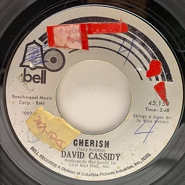 レコードメイン画像：USプレス 7インチ DAVID CASSIDY Cherish / All I Wanna Do Is Touch You ('72 Bell) パートリッジ・ファミリー デビッド・キャシディー