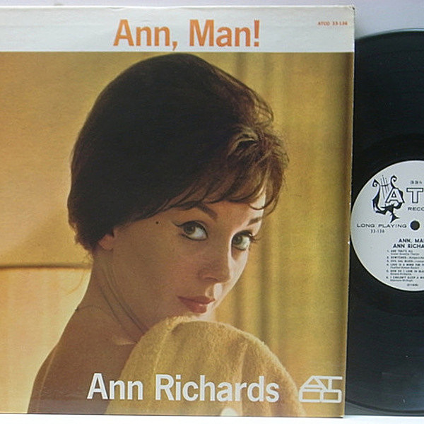 レコードメイン画像：レアな良好盤!! 白プロモ MONO 米 USオリジナル ANN RICHARDS Ann Man! (ATCO 33-136) JACK SHELDON, BARNEY KESSEL, LARRY BUNKER