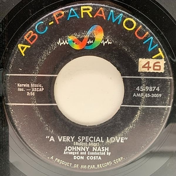 レコードメイン画像：【偉大なるロックステディの伝道師】USオリジナル 7インチ JOHNNY NASH A Very Special Love ('57 ABC-Paramount) ジョニー・ナッシュ