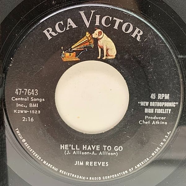 レコードメイン画像：【ナッシュヴィル・サウンド】USオリジ 7インチ JIM REEVES He'll Have To Go ('59 RCA Victor) カントリーポップ ジム・リーヴス 45RPM