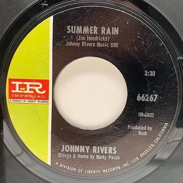 レコードメイン画像：【シタール・ロック】USオリジナル 7インチ JOHNNY RIVERS Summer Rain / Memory Of The Coming Good ('67 Imperial) ジョニー・リヴァース