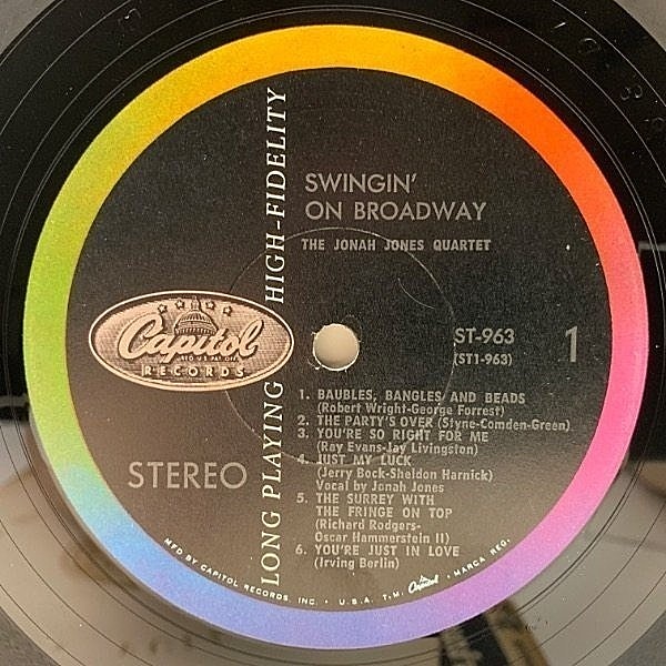 JONAH JONES / Swingin' On Broadway (LP) / Capitol WAXPEND RECORDS