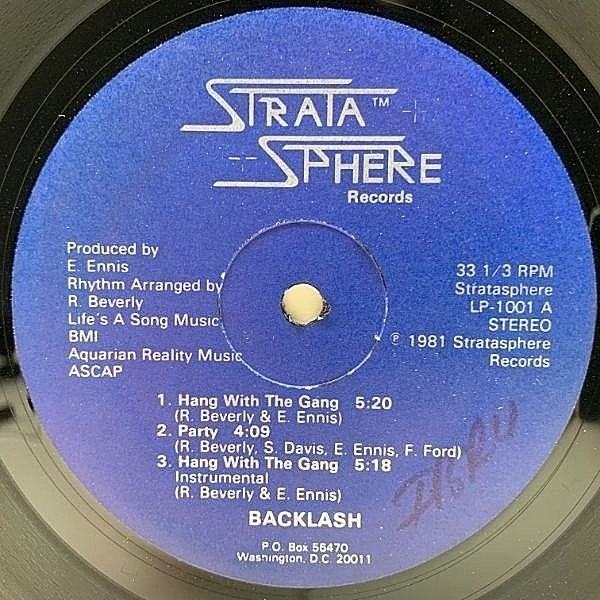 レコードメイン画像：激レア【MODERN SOUL, SWEET, RANDOM RAP】自主製作 USオンリー BACKLASH Hang With The Gang ('81 Strata Sphere) 試聴 Private Press