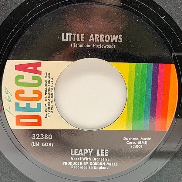 レコードメイン画像：【英国ノヴェルティポップス】美盤!! USオリジナル 7インチ LEAPY LEE Little Arrows / Time Will Tell ('68 Decca) リーピー・リー 45RPM
