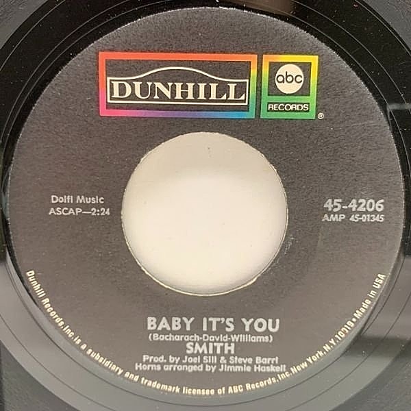 レコードメイン画像：USオリジナル 7インチ SMITH Baby It's You / I Don't Believe (I Believe) ('69 ABC) タランティーノ デス・プルーフ SOUNDTRACK 45RPM.
