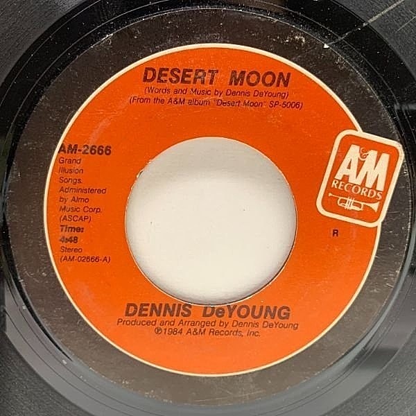レコードメイン画像：USオリジナル 7インチ DENNIS DEYOUNG Desert Moon / Gravity ('84 A&M) STYX デニス・デ・ヤング 45RPM.