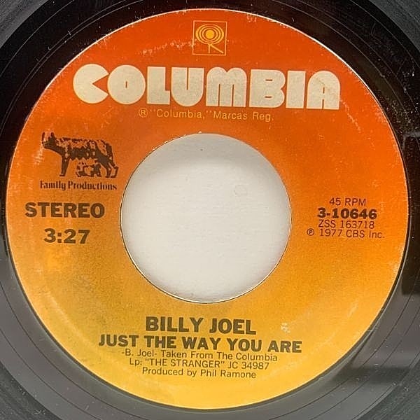 レコードメイン画像：USオリジ 7インチ BILLY JOEL Just The Way You Are / Get It Right The First Time ('77 Columbia) ビリー・ジョエル 素顔のままで 45RPM.