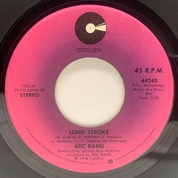 レコードメイン画像：【FAT MELLOW DISCO】USオリジナル 7インチ ADC BAND Long Stroke ('78 Cotillion) ブラック・ナスティ 45RPM.