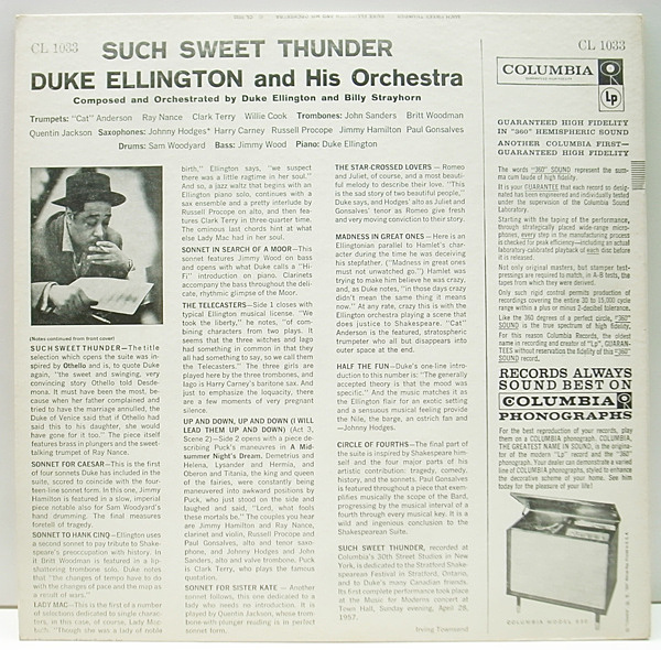 DUKE ELLINGTON / Such Sweet Thunder (LP) / Columbia