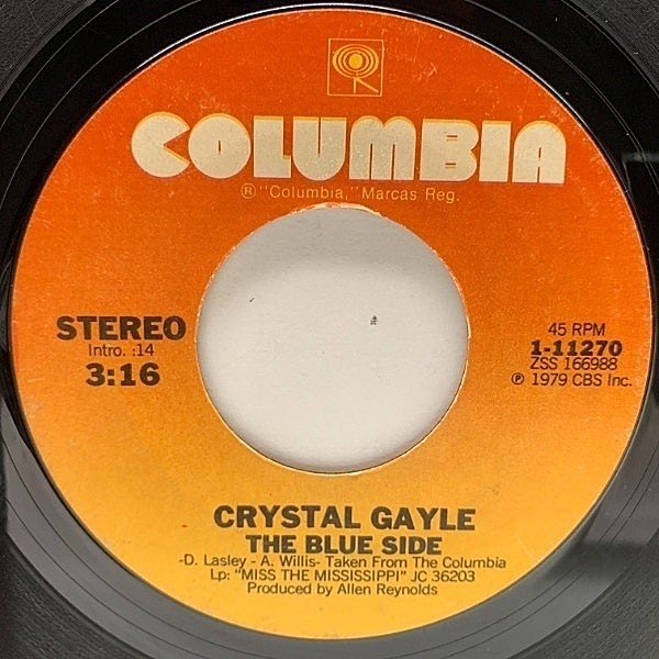 レコードメイン画像：USオリジナル 7インチ CRYSTAL GAYLE The Blue Side / Danger Zone ('79 Columbia) クリスタル・ゲイル 45RPM.
