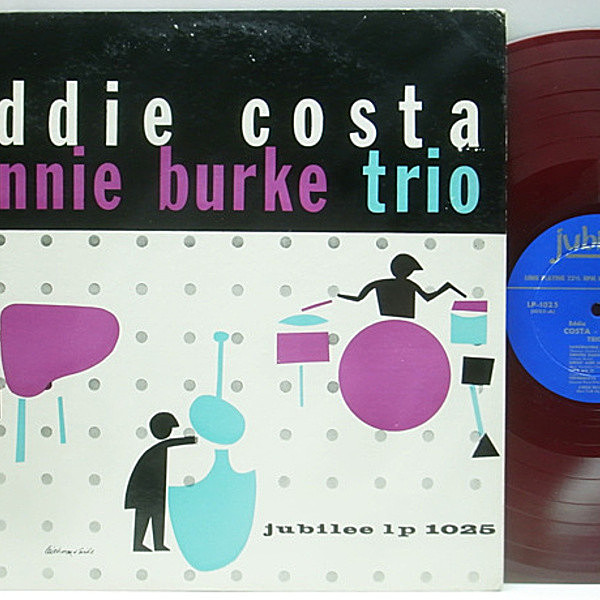 レコードメイン画像：初回 赤盤 FLAT 青ラベ Orig. EDDIE COSTA / Vinnie Burke Trio (Jubilee / JLP 1025) 両溝 MONO 初回プレス
