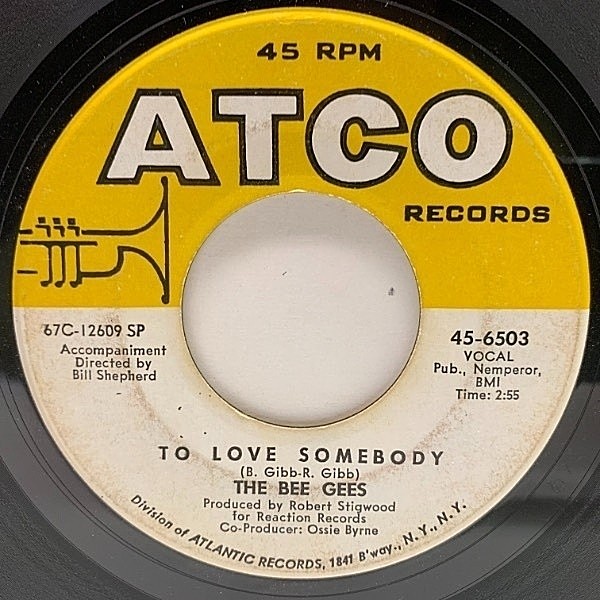 レコードメイン画像：【英国的サイケポップ】USオリジナル 7インチ BEE GEES To Love Somebody ('67 ATCO) 1st.アルバム 初期ビージーズ 45RPM.