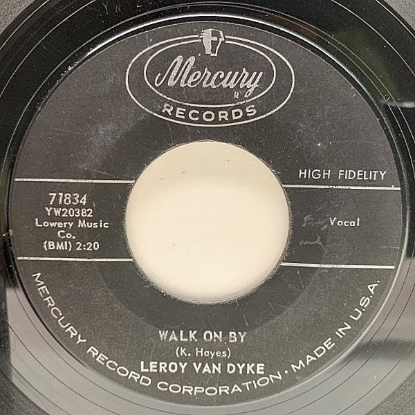 レコードメイン画像：USオリジナル 7インチ LEROY VAN DYKE Walk On By / My World Is Caving In ('61 Mercury) COUNTRY ROCK ロカビリー 45RPM.